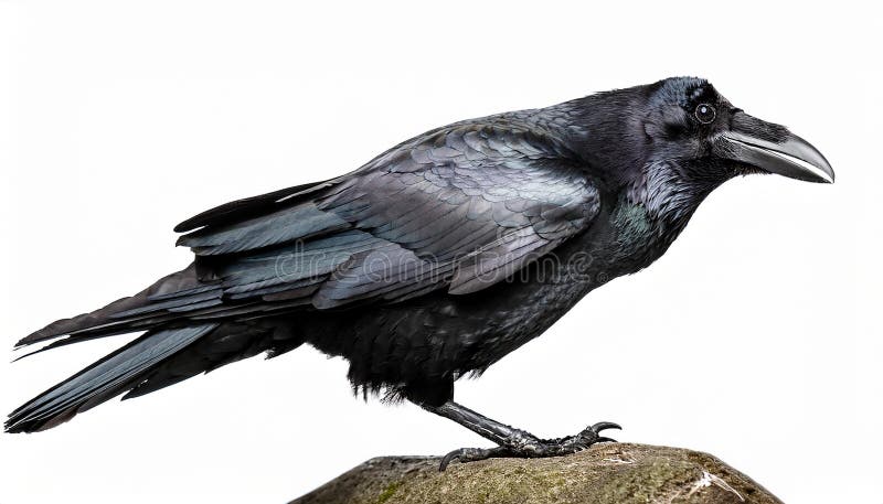 Raven aislado en un fondo blanco ultra realista stock de ilustración