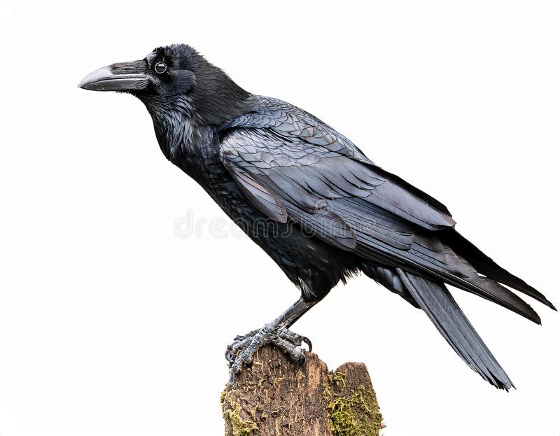 Raven aislado en un fondo blanco ultra realista libre illustration