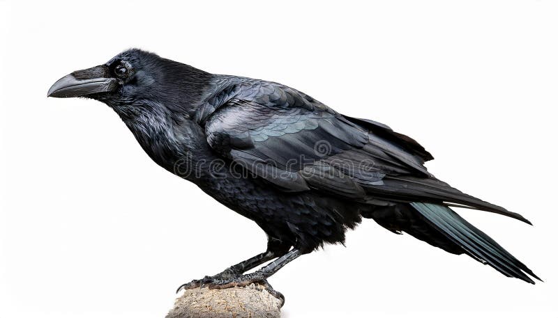 Raven aislado en un fondo blanco ultra realista stock de ilustración