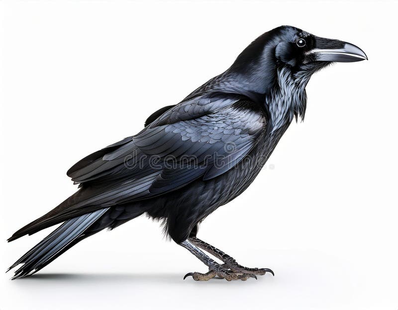 Raven aislado en un fondo blanco ultra realista libre illustration