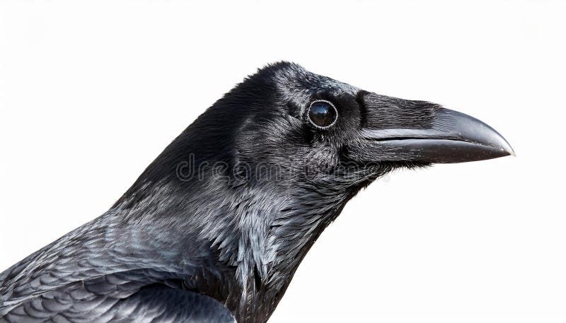 Raven aislado en un fondo blanco ultra realista stock de ilustración