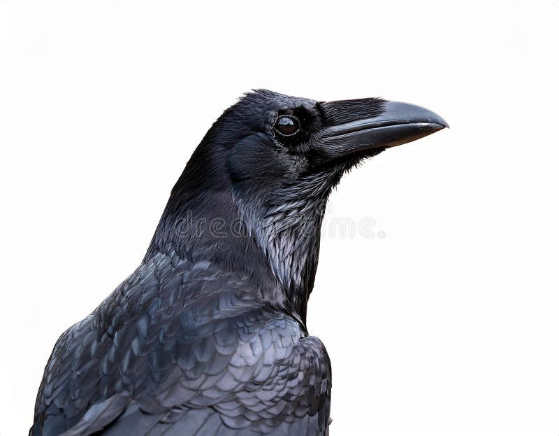 Raven aislado en un fondo blanco ultra realista libre illustration