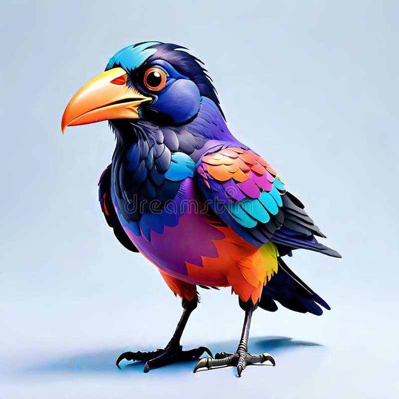 Raven black crow hilarious pop art colors vector illustration