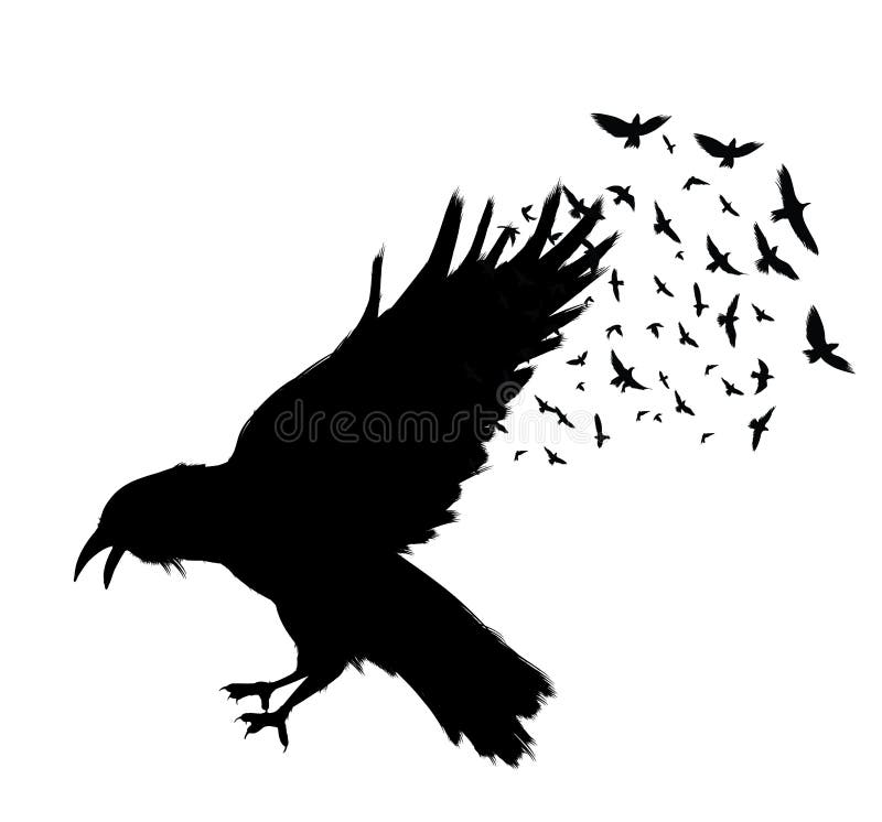 Flying crow bird cut-out Royalty Free Vector Image