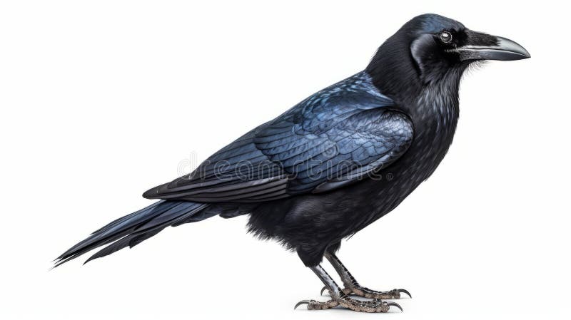 Raven isolated on white background. Generative AI stock illustration