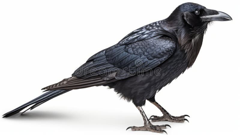 Raven isolated on white background. Generative AI stock illustration