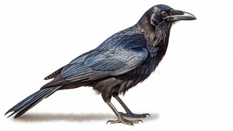 Raven isolated on white background. Generative AI stock illustration