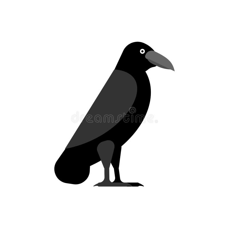 Raven negro aislado. símbolo de la muerte en el cuervo negro stock de ilustración