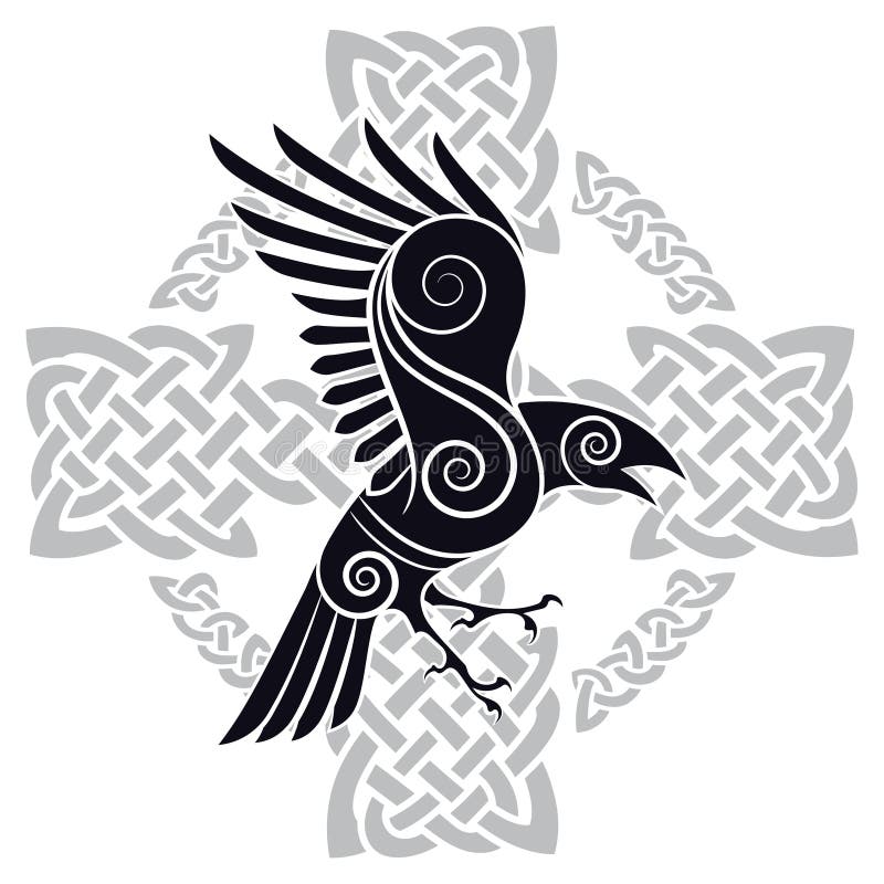 The Raven of Odin in a Celtic style patterned Celtic cross vector illustrat...