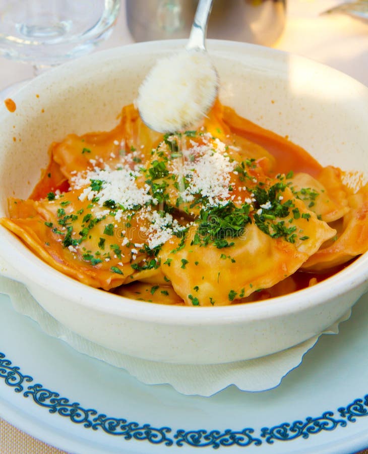 Ravioli Pasta with Tomato Sauce , Italian Food Stock Photo Image of