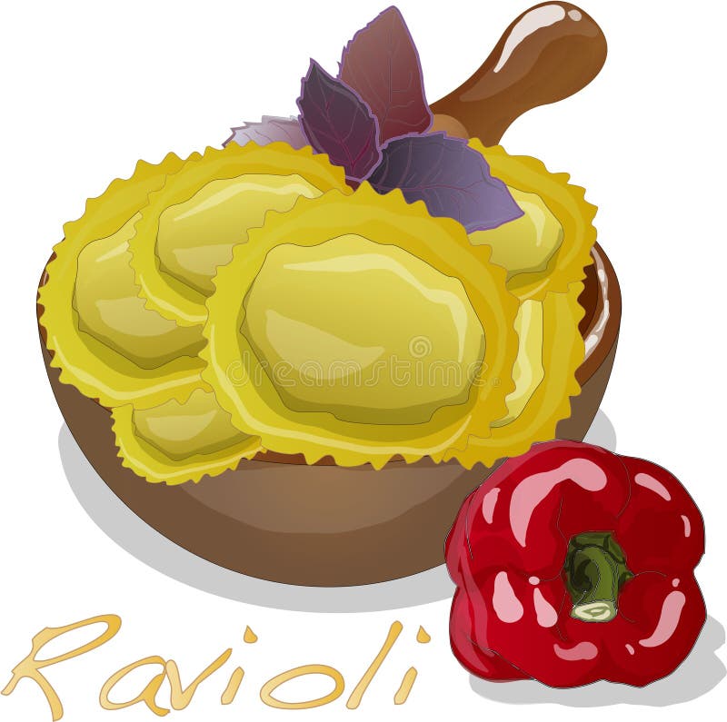 Ravioli, Pasta Illustration, Drawing, Engraving, Ink, Line Art, Vector