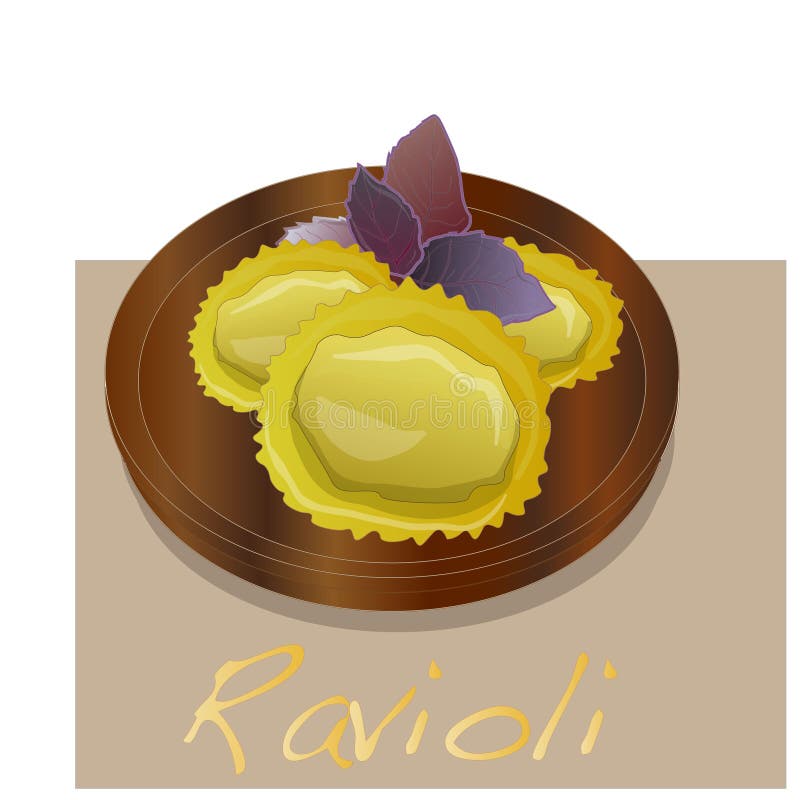 Ravioli, Pasta Illustration, Drawing, Engraving, Ink, Line Art, Vector Stock Vector