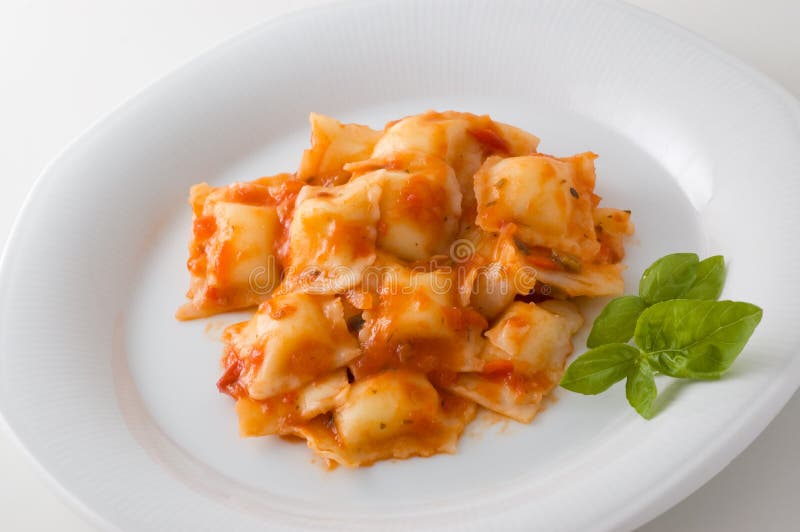 Ravioli pasta with tomato sauce