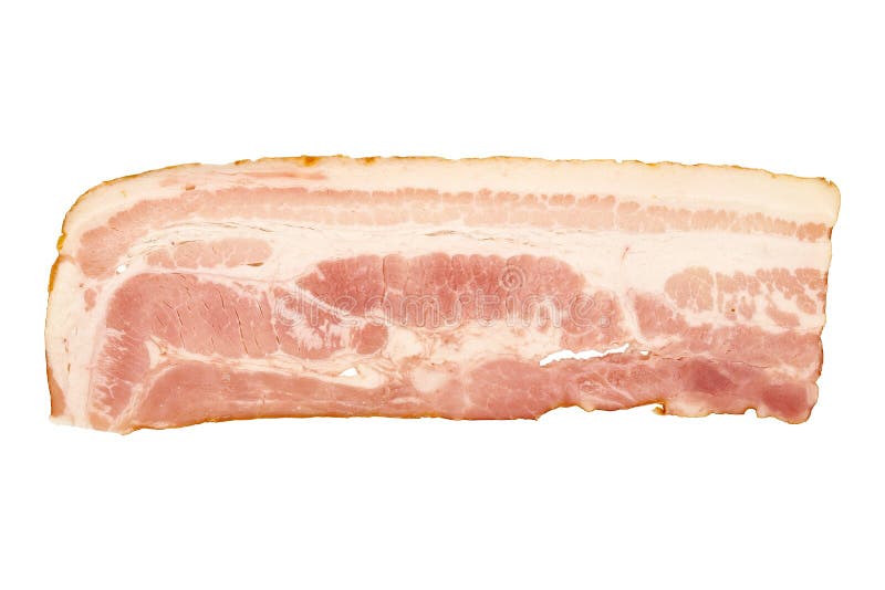 Raw bacon slice stock image. Image of bacon, single