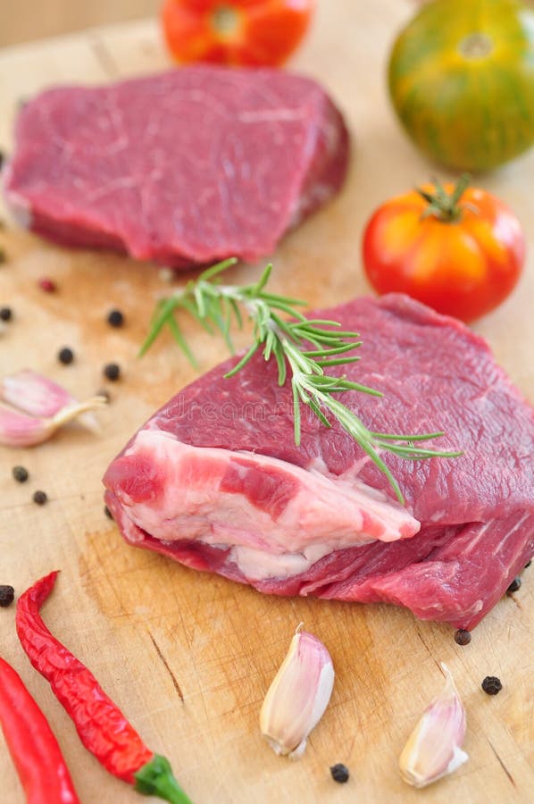 Raw beef steak stock photo. Image of delicious, garlic 33358162