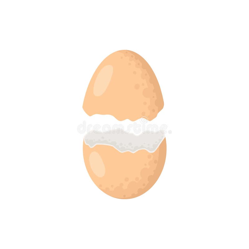 Raw boiled egg. Cartoon chicken or quail egg carton tray pack, eco protein meal breakfast half fried fresh yolk in brown royalty free illustration