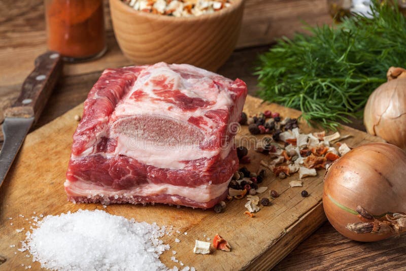 Raw brisket with bone. stock photo. Image of preparing 88587528