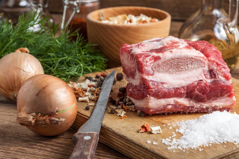 Raw brisket with bone. stock photo. Image of preparing 88587528