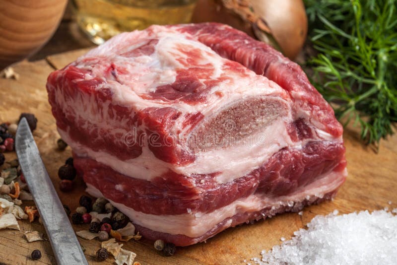 Raw brisket with bone. stock photo. Image of fresh, ingredients 88588046