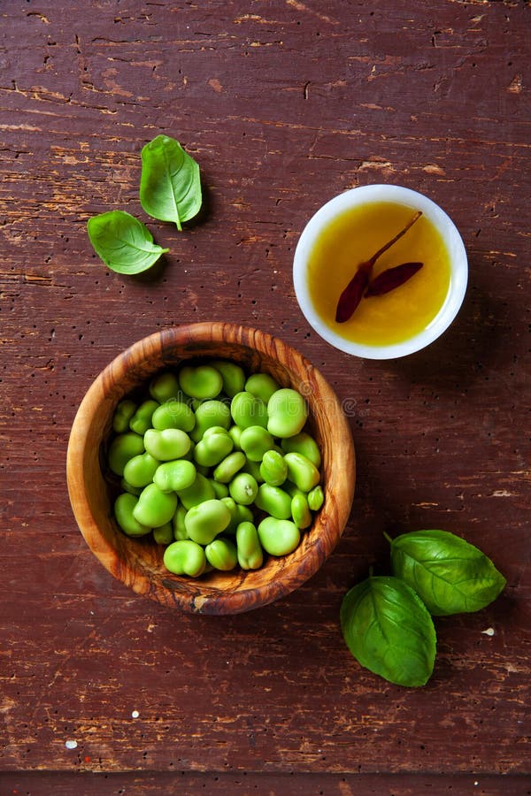 Raw Broad Beans End Olive Oil Stock Image Image of bean, cuisine