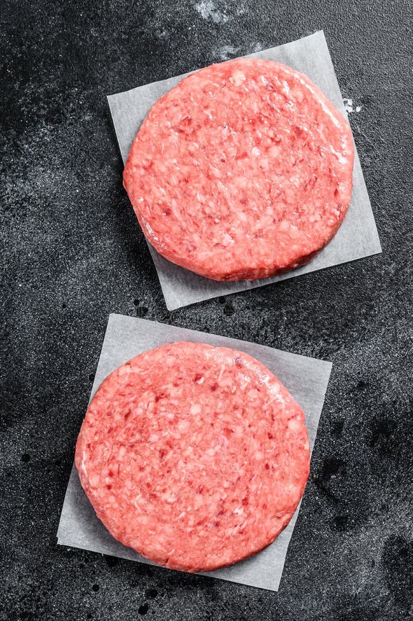 Raw Burger Patties, Ground Beef Meat. Black Background Stock Image Image of butcher, mince