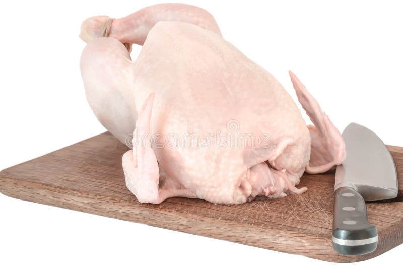 Raw Chicken Carcass on Cutting Board Isolated Stock Photo Image of