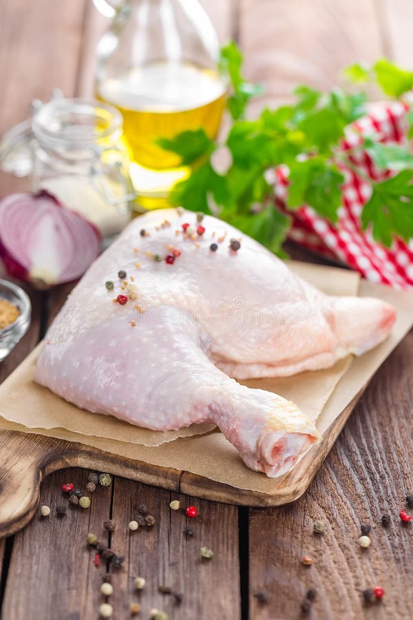 Raw chicken leg stock photo. Image of board, calorie 71096268