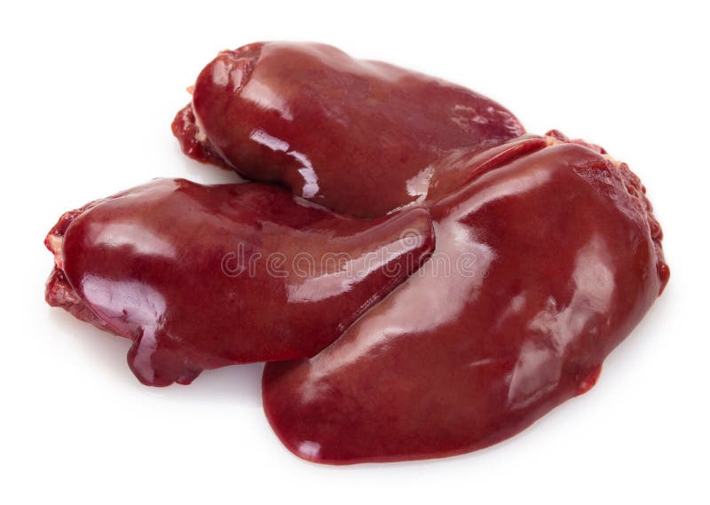 Raw Chicken Livers on White Background Stock Photo Image of meat