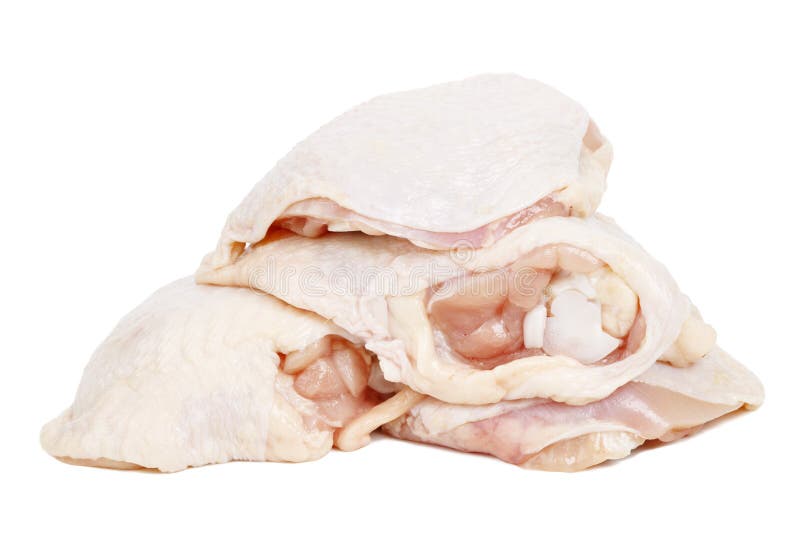 Raw Chicken Thigh Meat on a White Background Stock Image Image of