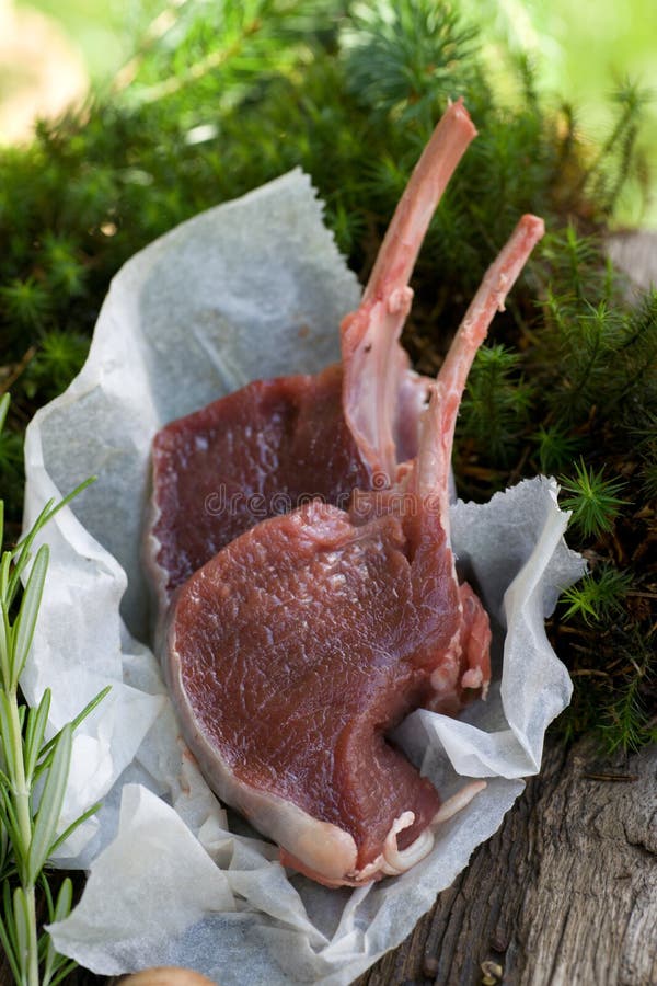 Raw chop of venison