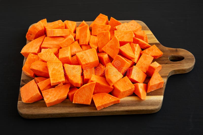 Raw Chopped Sweet Potatoes On A Cutting Board Side View Stock Image how-to-cook-diced-beef-youtube