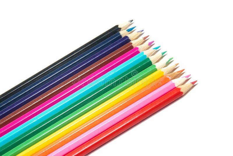 Raw of colored pencils stock image. Image of office, orange 11238797