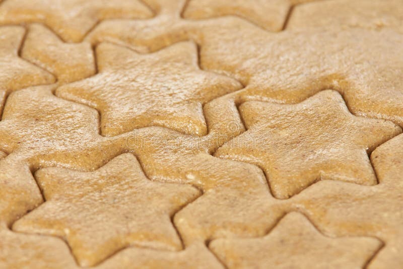 Raw Dough. Pattern Ginger Biscuits. Delicious Dessert Stock Photo
