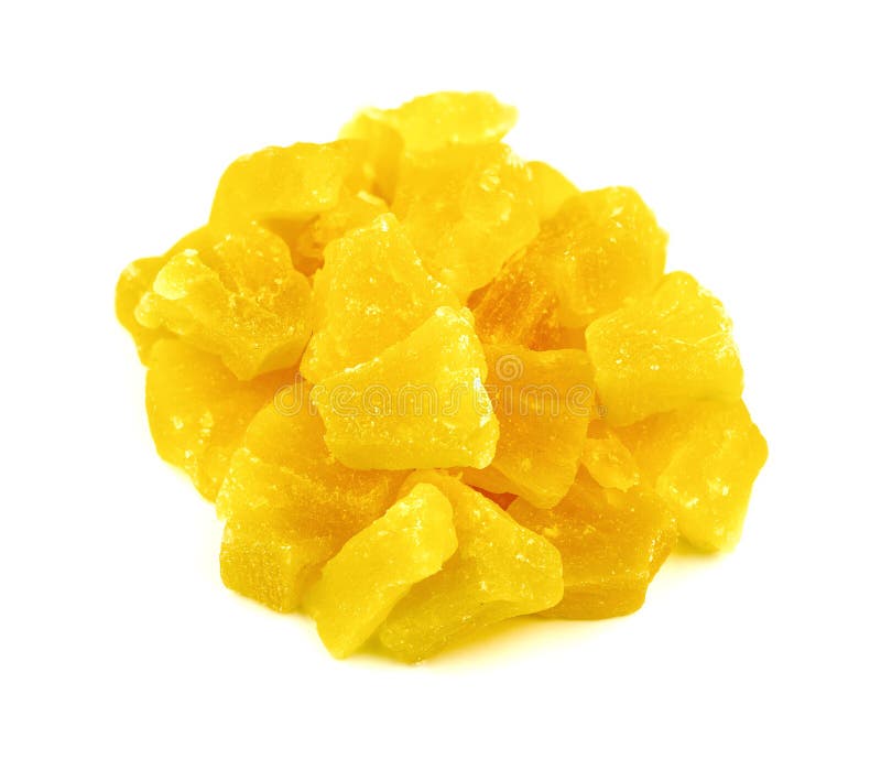 Raw dried pineapple isolated on white in studio