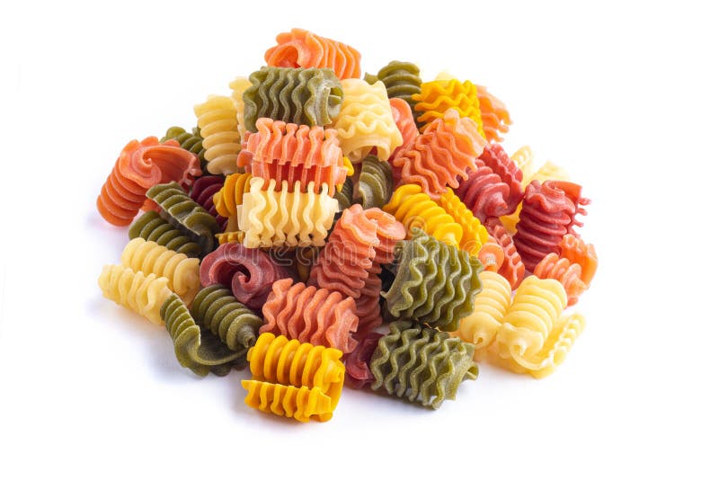 Raw Dry Fusilli Tricolore Pasta Isolated on White Stock Image Image
