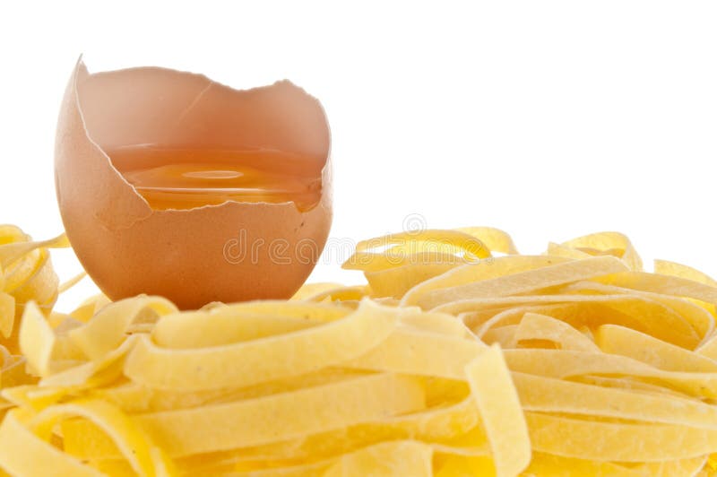 Raw egg and pasta. stock image. Image of pasta, protein 10738063