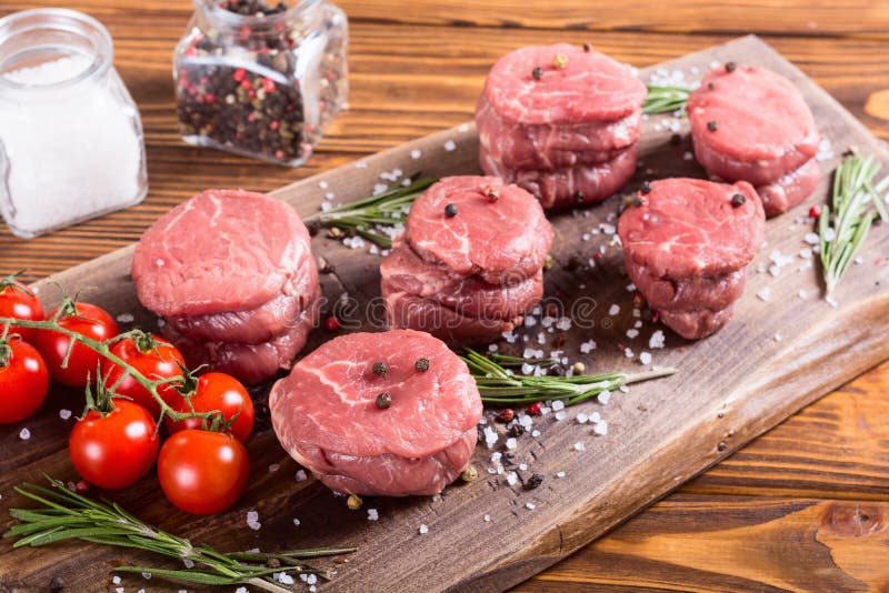 Raw filet mignon stock photo. Image of herb, barbecue - 148827546