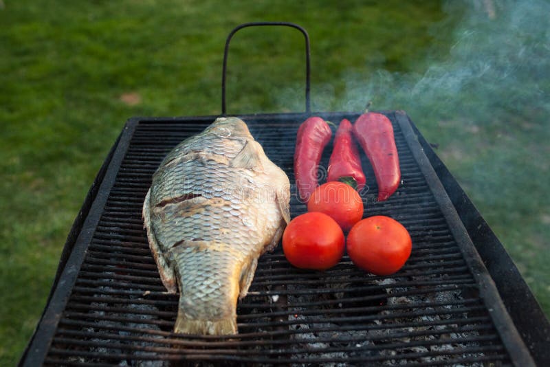 Two fish on grill stock image. Image of outdoor, patio 76507029