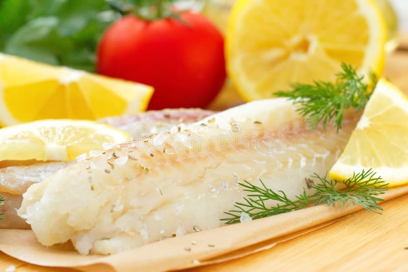 Raw Fish with Spices and Lemon Stock Photo Image of cold, seafood