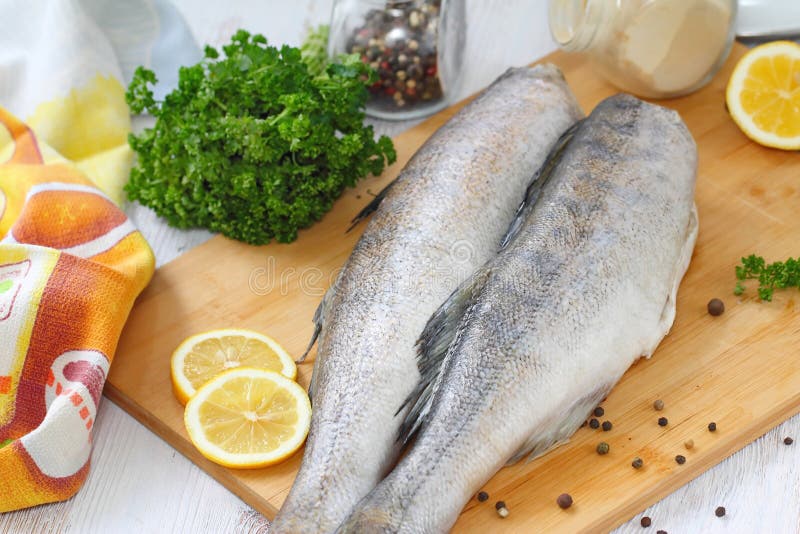 Raw Fish with Spices and Lemon Stock Photo Image of pure, cookery