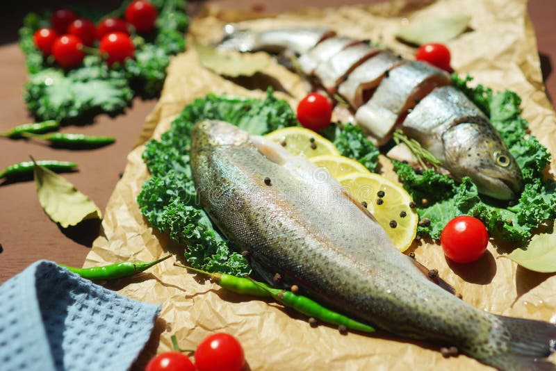 Raw Fish with Vegetables. Restaurant Menu. Food Art. Kitchen