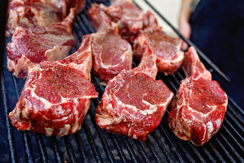 Raw Fresh Meat Rib Eye Steak on Grill Stock Image Image of grilling, party 85188565