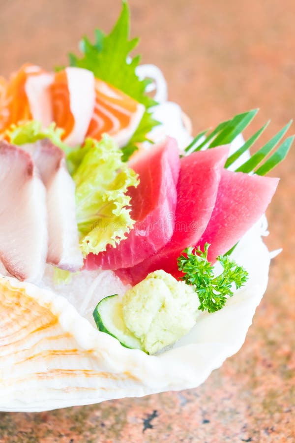 Raw and fresh sashimi stock photo. Image of plate, yellow 97868768