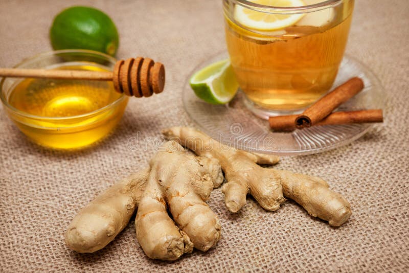 Raw Ginger with Honey and Ginger Tea Stock Photo Image of cold