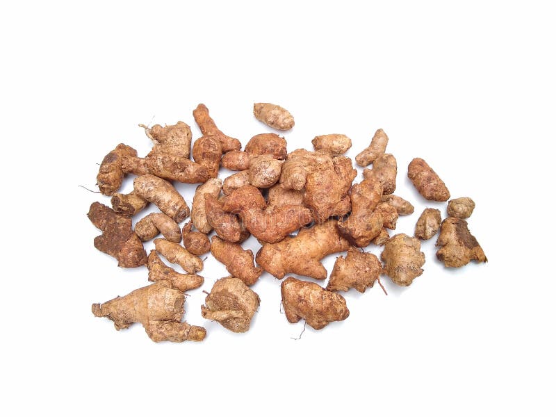 Raw Ginger Spicy Food Ingredients Isolated on White Background Stock