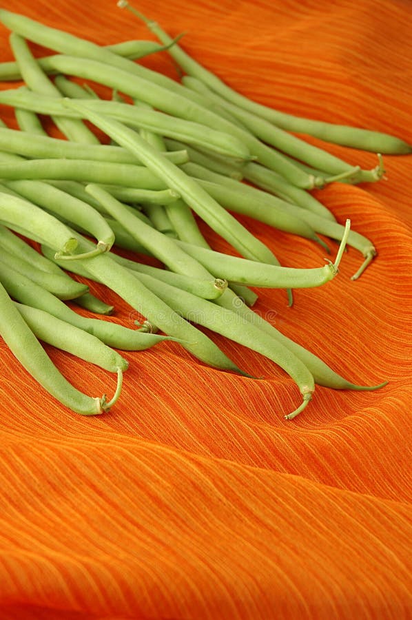 Raw Green Beans on Orange stock photo. Image of runner 2256200