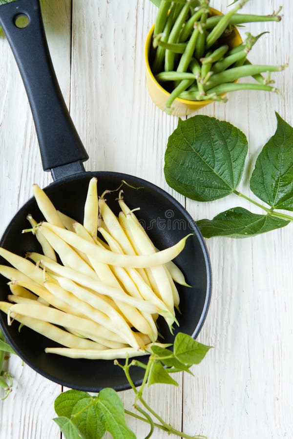 Raw Green Beans in a Pan, Top View Stock Image Image of freshness