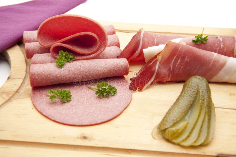 Raw ham and gherkin