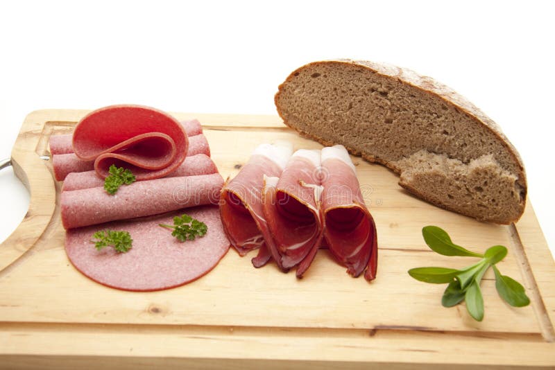 Raw ham and salami