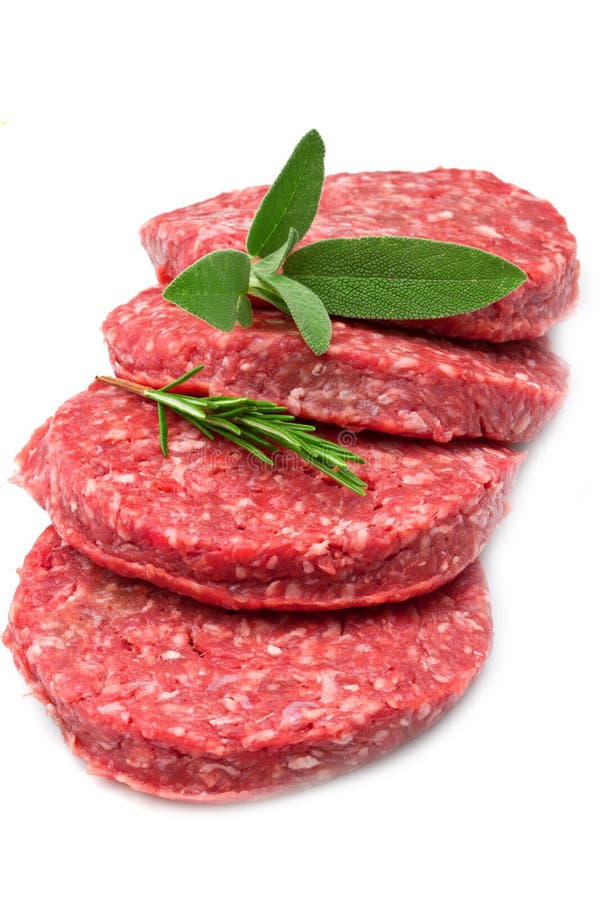 Three Raw Hamburger Patties White Background Stock Photo Image of
